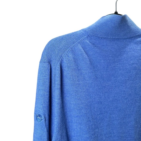Fairway & Greene Men’s XL Blue Italian Merino Quarter Zip Pullover Wind-Sweater - Picture 4 of 7